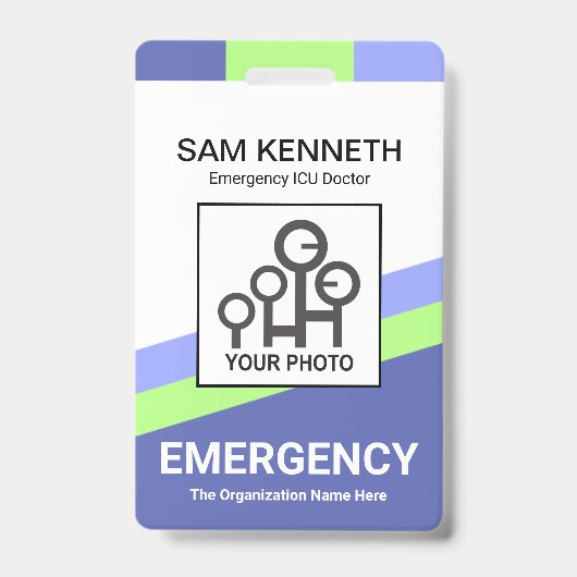 青緑の斜線医療 バッジ (正面)