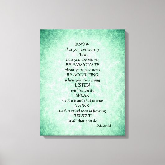 青緑の星の詩感動的アート キャンバスプリント (正面)