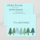 青緑の木のベビーシャワー 招待状 (正面/裏面)