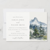 青緑の森 山岳風景スケッチ ウェディング 招待状 (正面)