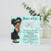 青緑の水彩画のベビーシャワー 招待状 (スタンド正面)