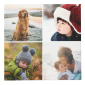 青緑の水彩画のモノグラムの写真のコラージュ フォトキューブ (右)