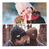 青緑の水彩画のモノグラムの写真のコラージュ フォトキューブ (正面)