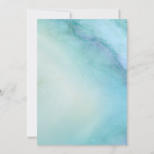 青緑の水彩画の瑪瑙の結婚式招待状 招待状 (裏面)