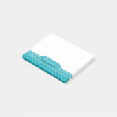 青緑の水彩画の白いクローバーのモノグラム ポストイット (アングル)