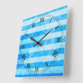 青緑の海は縞で飾ります スクエア壁時計 (傾斜)