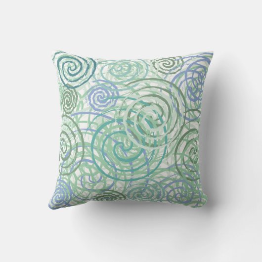 青緑の海岸の渦巻のビーチハウスのデザイン クッション (裏面)