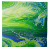 青緑の海景のアクリルは芸術を注ぎます タイル (正面)