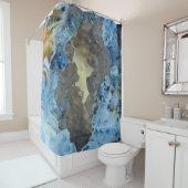 青緑の灰色のクリーム色のGeodeの水晶のイメージ シャワーカーテン (インサイチュ)