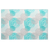 青緑の灰色のダリアのモダンな花柄 ファブリック (ヤード)