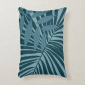 青緑の灰色のヤシと熱帯の葉抽象芸術 アクセントクッション (正面(垂直))