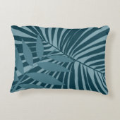 青緑の灰色のヤシと熱帯の葉抽象芸術 アクセントクッション (裏面)