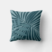 青緑の灰色のヤシと熱帯の葉抽象芸術 クッション (裏面)
