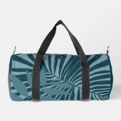 青緑の灰色のヤシと熱帯の葉抽象芸術 ダッフルバッグ (裏面)