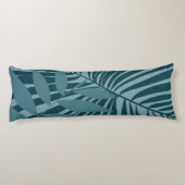 青緑の灰色のヤシと熱帯の葉抽象芸術 ボディピロー (裏面)