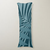 青緑の灰色のヤシと熱帯の葉抽象芸術 ボディピロー (正面縦)