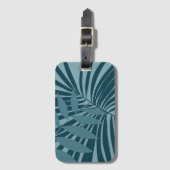 青緑の灰色のヤシと熱帯の葉抽象芸術 ラゲッジタグ (正面縦)