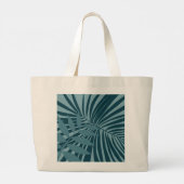 青緑の灰色のヤシと熱帯の葉抽象芸術 ラージトートバッグ (裏面)