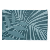 青緑の灰色のヤシと熱帯の葉抽象芸術 枕カバー (裏面)