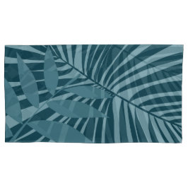 青緑の灰色のヤシと熱帯の葉抽象芸術 枕カバー