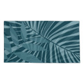 青緑の灰色のヤシと熱帯の葉抽象芸術 枕カバー (裏面-左)