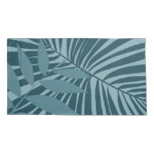 青緑の灰色のヤシと熱帯の葉抽象芸術 枕カバー (裏面)