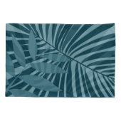 青緑の灰色のヤシと熱帯の葉抽象芸術 枕カバー (裏面-左)