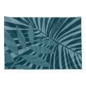 青緑の灰色のヤシと熱帯の葉抽象芸術 枕カバー (裏面-右)