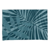 青緑の灰色のヤシと熱帯の葉抽象芸術 枕カバー (正面右)