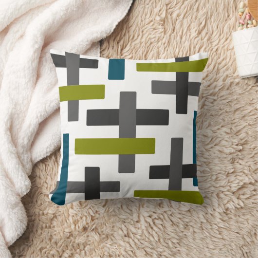 青緑の灰色の抽象芸術のバーの芸術 クッション (ブランケット)