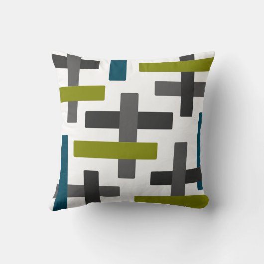 青緑の灰色の抽象芸術のバーの芸術 クッション (裏面)