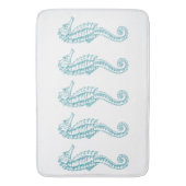 青緑の熱帯タツノオトシゴの青いビーチのテーマ バスマット (正面縦)