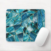 青緑の瑪瑙の黒の金ゴールドの幾何学的な三角形 マウスパッド (マウス)