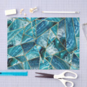 青緑の瑪瑙の黒の金ゴールドの幾何学的な三角形 薄葉紙 (クラフト)