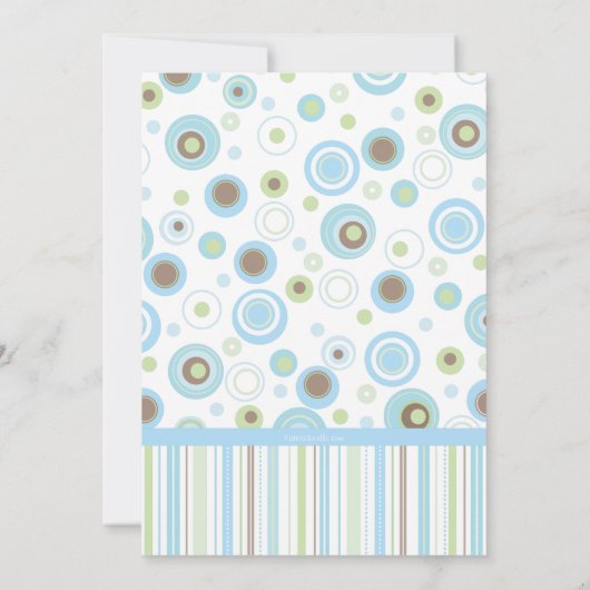 青緑の甘い男の赤ちゃんの水玉模様の洗礼の招待 招待状 (裏面)