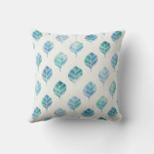 青緑の白い水彩画は装飾用クッションを去ります クッション (裏面)