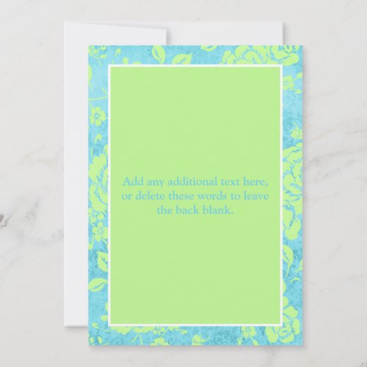 青緑の白い花の一口は招待状を見、 招待状 (裏面)