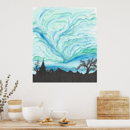 青緑の空 ポスター (キッチン)