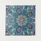 青緑の紫色のケルト族の曼荼羅の壁のタペストリー タペストリー (正面(横))