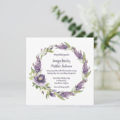青緑の紫色のライラックと牡丹リース | 招待状 (スタンド正面)