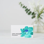 青緑の花の名刺 名刺 (スタンド正面)