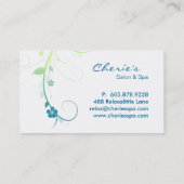 青緑の花柄の渦巻の名刺 名刺 (裏面)