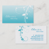 青緑の花柄の渦巻の名刺 名刺 (正面/裏面)