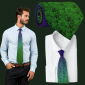 青緑の花柄 ネクタイ