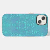 青緑の花模様のダマスク柄デザイン iPhoneケース (裏面横)