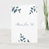 青緑の葉とライトベリーの折り紙 招待状 (正面)