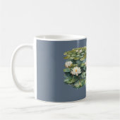 青緑の蓮の葉と蓮の花 コーヒーマグカップ (左)