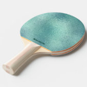 青緑の虹色の輝くガラスのテクスチャ 卓球ラケット (正面アングル)