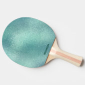 青緑の虹色の輝くガラスのテクスチャ 卓球ラケット (横)