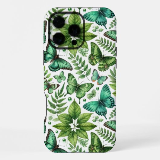 青緑の蝶々 iPhoneケース (裏面)